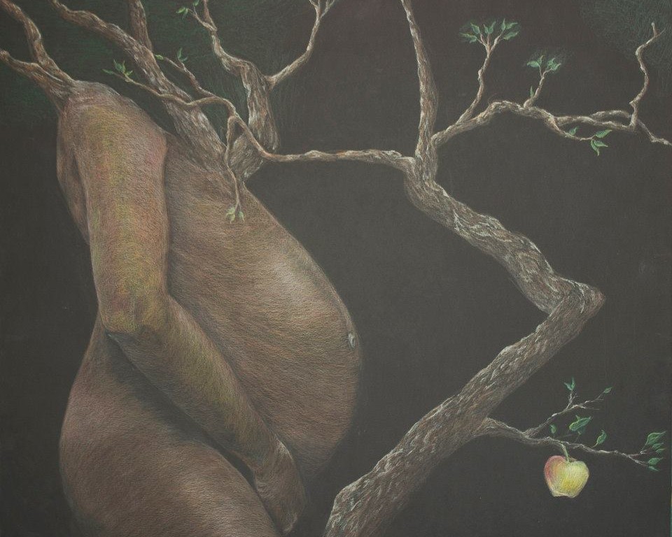 Eve, 2015, Prismacolor on black paper, 60x90cm (24"x36")